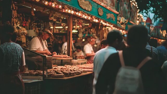 Man browsing crowded traditional night market