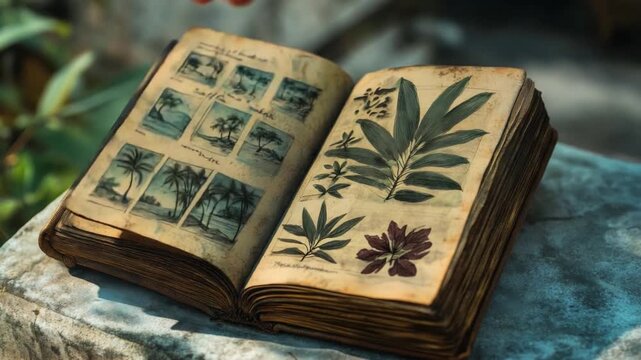 Dive into the world of botany with this captivating vintage book. Highlighting unique plant illustrations, it serves as a resource for educators and creatives. Generative AI