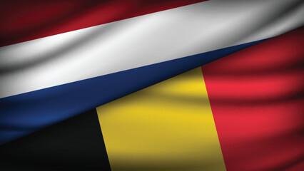 High Quality background with Two Flags of Belgium and Netherlands