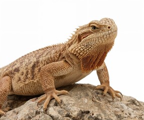 Obraz premium Bearded dragon lizard isolated on transparent background, desert reptile studio photo