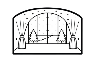 Fototapeta premium winter holiday interior with snowy w