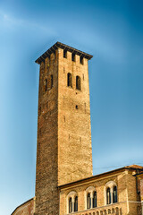 Medieval tower in Piazza Erbe, Padua, Italy