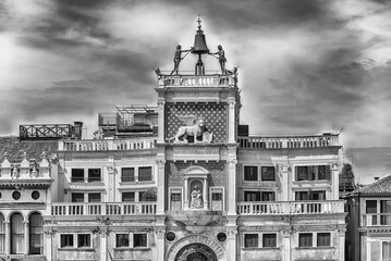 St Mark's Clocktower, iconic landmark in Venice, Italy