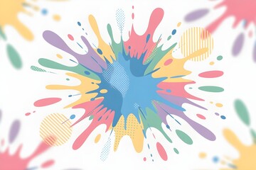 Obraz premium Colorful splash explosion with geometric patterns and dots abstract