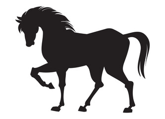 並足で歩く馬のシルエット