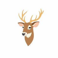 Fototapeta premium Deer head illustration with antlers in simple flat design 