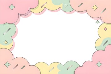 Soft pastel cloud border with playful stars and lines pink yellow
