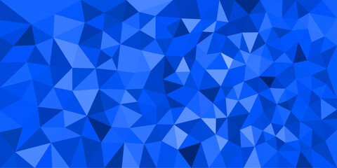 A vibrant abstract background made of blue low poly triangles, creating a dynamic and modern geometric pattern.

