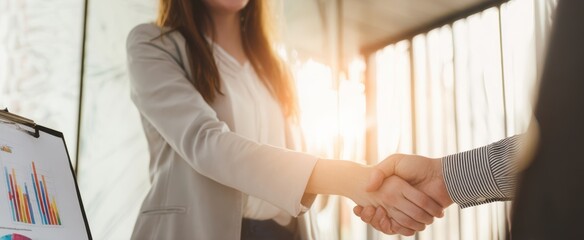 The successful business partnership formed during a professional meeting in an office.