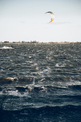 kite surfing in the sea