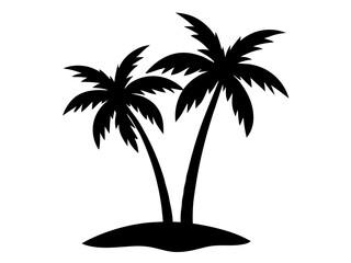 Tropical palm trees island vacation travel silhouette vector illustration