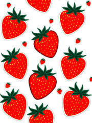 Cute Hand-drawn Strawberry Pattern with Transparent Background