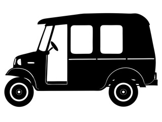 Fototapeta premium Classic auto rickshaw vehicle transport silhouette vector illustration