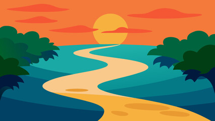 Sunrise River in Mangrove Forest