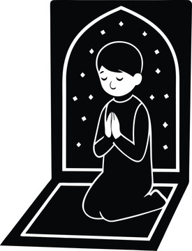 black and white praying boy clip art preview