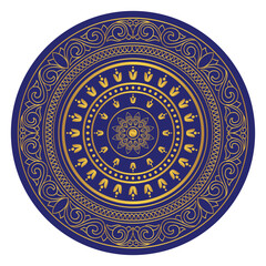 Beautiful royal blue and gold mandala design, Premium decorative round ornament vector illustration.