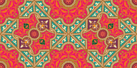 traditional Seamless floral mandala pattern vector illustration, mandala background use in background, fabrics, and wallpapers. 