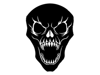 Obraz premium Detailed skull monster spooky halloween silhouette vector illustration