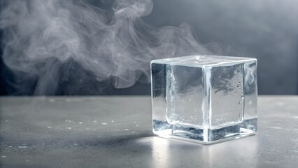 Frozen breath in minimalist crystal ice cube