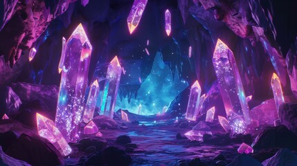  Grand Crystal Cavern - Luminous Purple and Blue Gems

