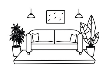 Studio Space With Couch Canvas And Indoor Plant