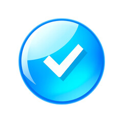 Blue Check Mark Icon  Glossy Vector Design