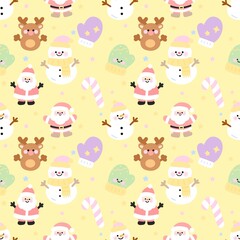 Kawaii Christmas seamless pattern 