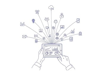 Digital connectivity and data flow from a tablet device to various cloud based services and applications