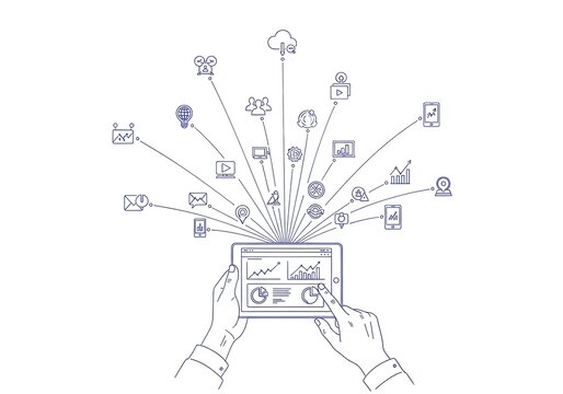 Digital connectivity and data flow from a tablet device to various cloud based services and applications