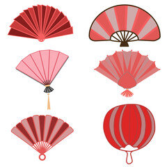 Red Asian Folding Fans and Handheld Designs 
