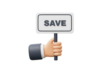 Isolated Hand Holding Save Sign