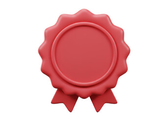 Isolated Red Wax Seal with Ribbon Decoration Certificate