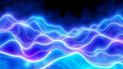 Obraz premium digital texture glowing futuristic 3D flow abstract wavy topographic lines 