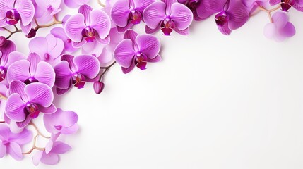 Vibrant Purple Orchid Blooming Flowers on White Background