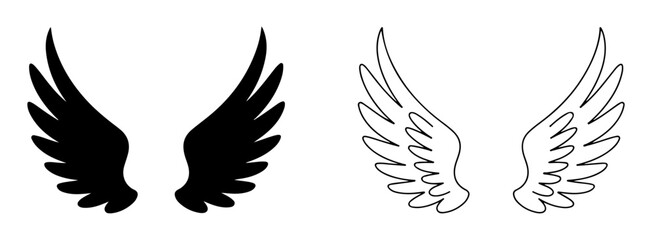 minimal wings icon with angel and bird symbol