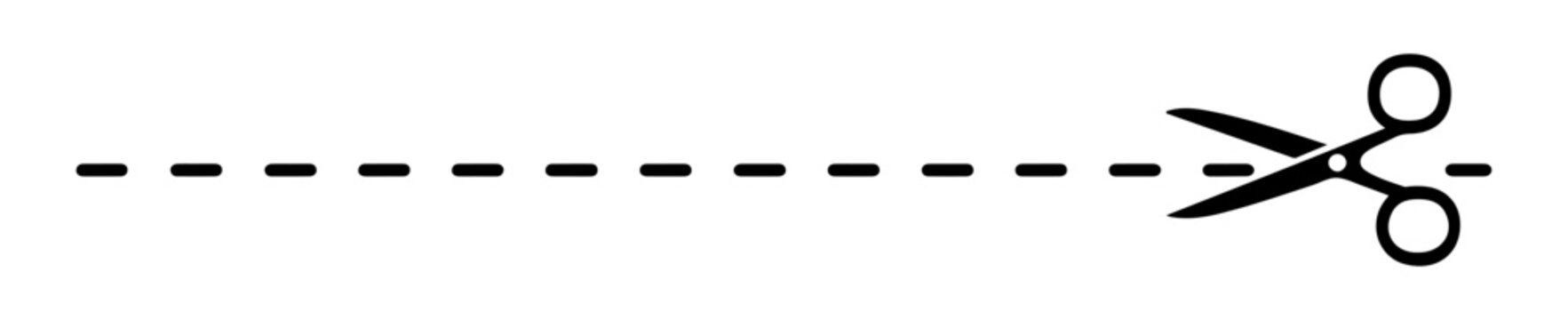 cut here sign with scissors and dashed trim lines