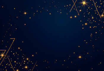Fototapeta premium Sparkling Midnight Blue Background with Golden Stars - Celestial & Festive