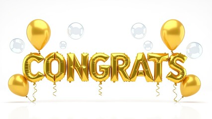 Golden Balloons and Bubbles Celebrate Congratulations Festivity