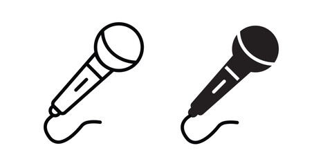 Microphone Icon Duo - Minimalist Black & White Vector