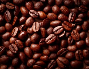Fototapeta premium roasted coffee beans closeup food texture dark brown background caffeine aromatic fresh morning drink energy