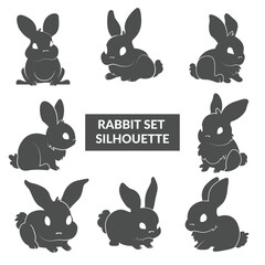 Fototapeta premium Vector Collection of different rabbit set silhouette illustration