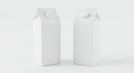 Two blank white cardboard cartons standing upright on a white background