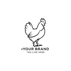 Obraz premium Rooster Silhouette Logo: A minimalist and elegant silhouette of a rooster, perfectly suited for branding in the food or agriculture industries.