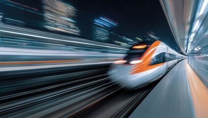 High-speed train at night