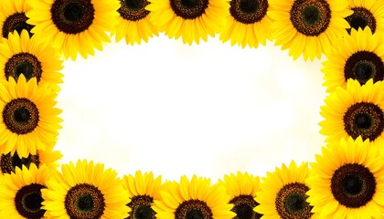 Sunflowers Framing Soft Focus Background for Warm and Cheerful Vibes