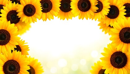 Sunflowers Framing Soft Focus Background for Warm and Cheerful Vibes