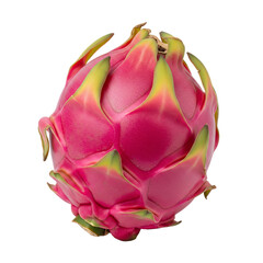 Naklejka premium Vibrant Red Dragon Fruit With Green Scales PNG Isolated on Transparent Background