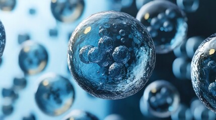 Floating spheres with smaller, translucent spheres