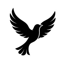 Obraz premium Black silhouette of a bird flying with outstretched wings 