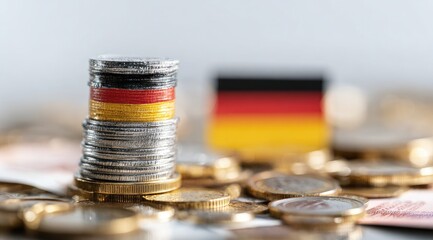 Stack of coins with German flag colors